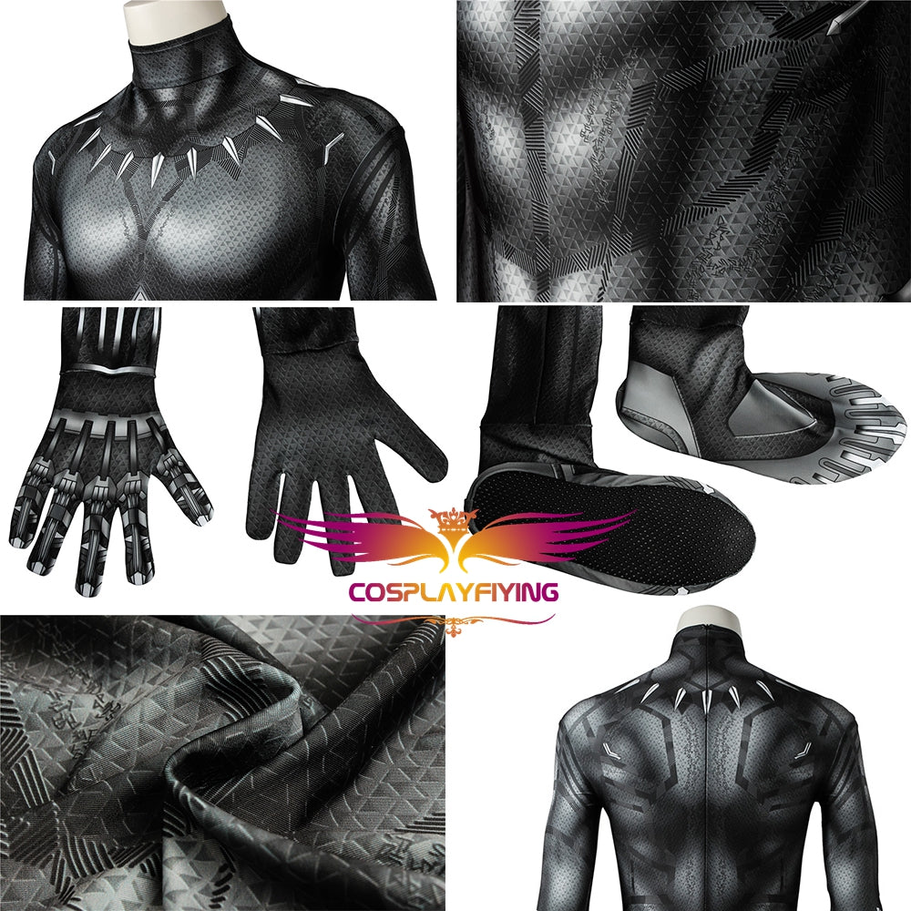 Black Panther Muscle Costume Marvel Superhero Black Panther T Challa  Cosplay Costume Claws Cloak Halloween Costumes For Kids