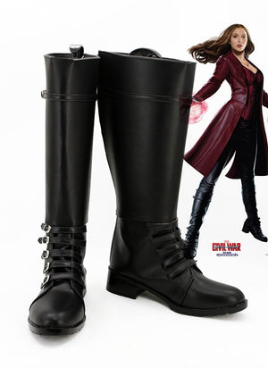 Captain America: Civil War Scarlet Witch Wanda Django Maximoff Cosplay Shoes Boots Custom Made for Adult Men and Women
