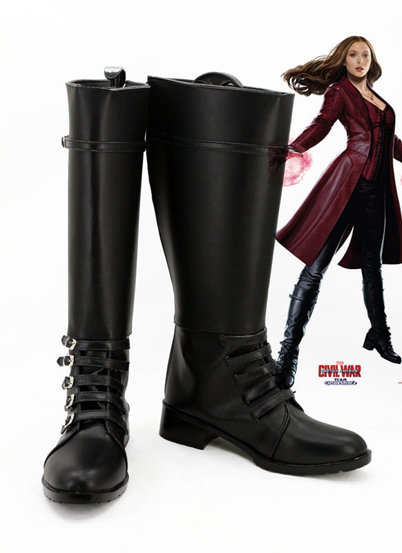 Captain America: Civil War Scarlet Witch Wanda Django Maximoff Cosplay Shoes Boots Custom Made for Adult Men and Women