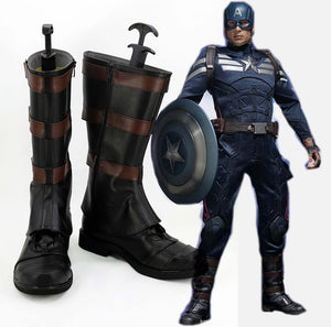 Captain America Steve Rogers Cosplay Shoes Boots Custom Made for Adult Men and Women