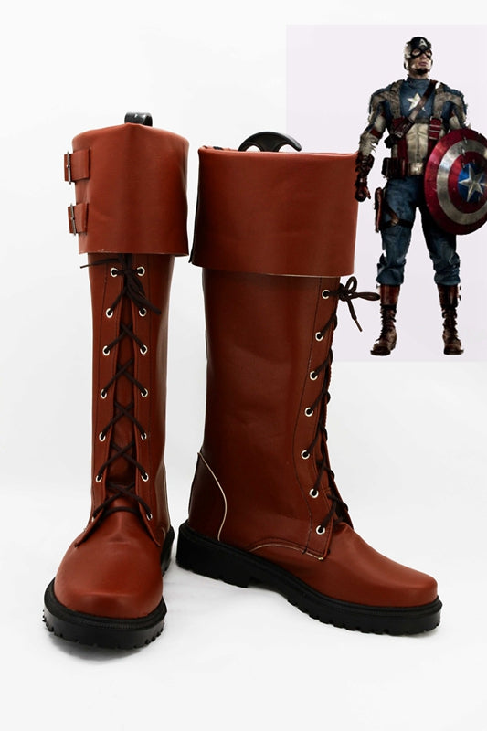 Captain America Steve Rogers Cosplay Shoes Boots Custom Made for Adult Men and Women