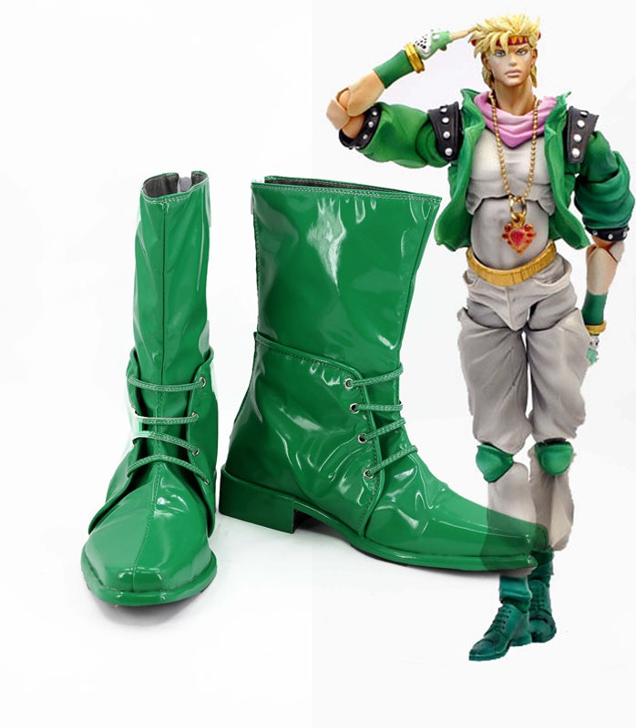 Comics Anime JoJo's Bizarre Adventure Caesar·Anthonio·Zeppeli Green Cosplay Shoes Boots Custom Made for Adult Men and Women Halloween Carnival