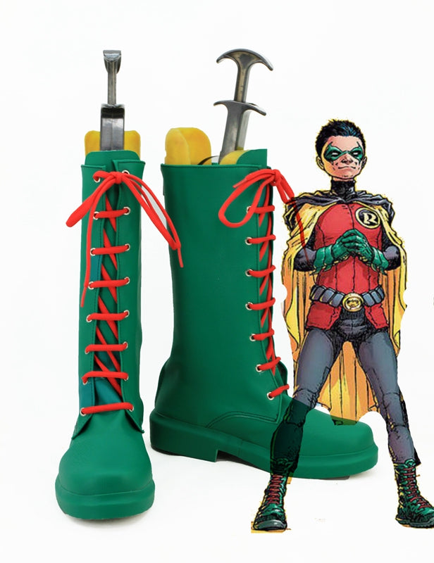 DC Comics Batman Damian Wayne Robin Cosplay Shoes Boots Custom Made for Adult Men and Women