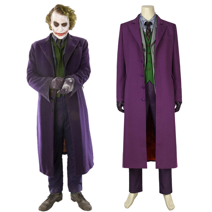 DC Comics Batman：The Dark Knight Joker Cosplay Costume Full Set with Mask for Halloween Carnival