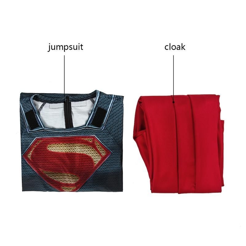 DFYM Superman Man of Steel 2 Cosplay Costume Clark Kent Jumpsuit Cloak  Halloween