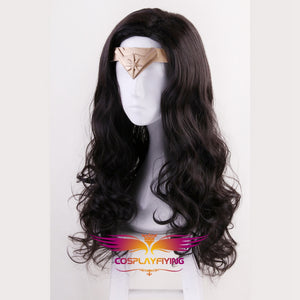 DC Comics Justice League Wonder Woman Diana Prince Black Long Curly Cosplay Wig Cosplay for Girls Adult Women Halloween Carnival