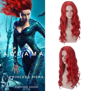 DC Comics Movie The Avengers Aquaman Mera Red Wave Cosplay Wig Cosplay Prop for Girls Adult Women Halloween Carnival Party