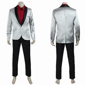 DC Comics Suicide Squad Joker Jared Leto Silver Suit Cosplay Costume for Halloween Carnival