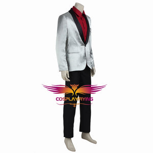 DC Comics Suicide Squad Joker Jared Leto Silver Suit Cosplay Costume for Halloween Carnival