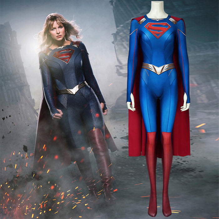 DC Comics Supergirl Season 5 Kara Zor-el Cosplay Costume 3D Print Bodysuit Jumpsuit for Carnival Halloween Simple Version