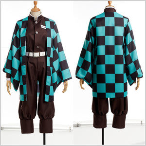 Demon Slayer: Kimetsu no Yaiba Kamado Tanjirou Cosplay Costume Custom Kimono Jacket Belt Coffee Turtleneck Uniform Shorts