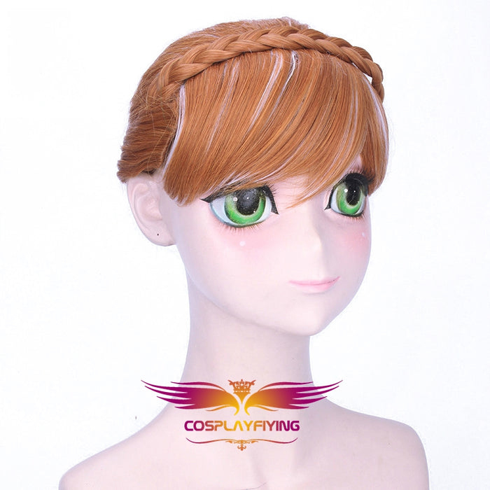 Disney Anime Movie Frozen Anna Cosplay Wig Brown Flaxen Hair Cosplay for Adult Women Halloween Carnival
