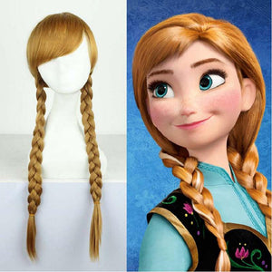 Disney Anime Movie Frozen Anna Cosplay Wig Brown Long Braid Cosplay for Adult Women Halloween Carnival