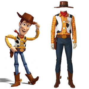 Disney Anime Movie Toy Story Woody Cowboy Cosplay Costume Full Set with Hat Scarf