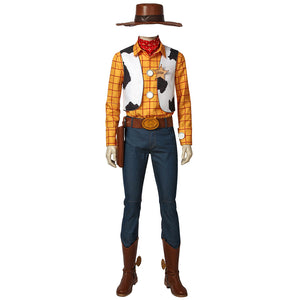 Disney Anime Movie Toy Story Woody Cowboy Cosplay Costume Full Set with Hat Scarf