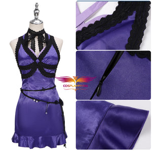 Final Fantasy VII Remake Tifa Purple Dress Cosplay Costume Halloween Carnival Party