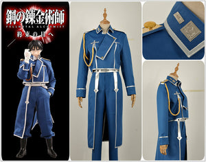 FullMetal Alchemist Roy Mustang Army Uniform Cosplay Costume Top Jacket Pants Men Outfit Clothing Adult with White Gloves