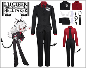 Game Helltaker lucifer Black Uniform Cosplay Costume Custom Made Halloween Carnival Party