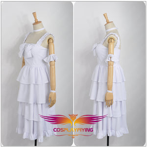 Game Anime Puella Magi Madoka Magica Kaname Madoka White Dress Cosplay Costume