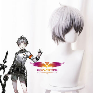 Game Arknights Mephisto Silver Mixed Grey Short Cosplay Wig Cosplay for Boys Adult Men Halloween Carnival Party