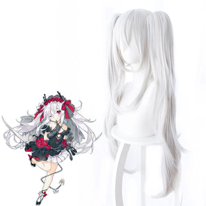 Game Azur Lane Vampire Silver White Horsetail Long Cosplay Wig Cosplay for Adult Women Halloween Carnival