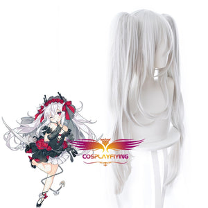 Game Azur Lane Vampire Silver White Horsetail Long Cosplay Wig Cosplay for Adult Women Halloween Carnival