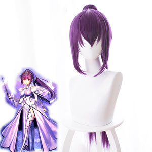 Game Fate/Grand Order FGO Lancer Scathach Purple Long Straight Ponytails Cosplay Wig Cosplay for Adult Women Halloween Carnival