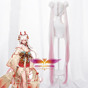 Game Onmyoji Shiranui 120cm Long Straight White Gradient Pink Cosplay Wig Cosplay for Girls Adult Women Halloween Carnival Party