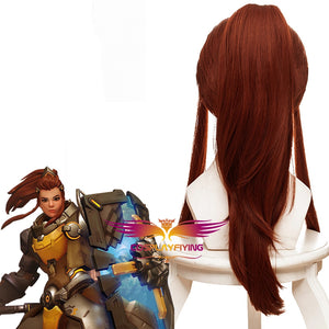 Game Overwatch(OW) DVA Brigitte Lindholm Long Red Brown Cosplay Wig Cosplay for Boys Adult Men Halloween Carnival Party
