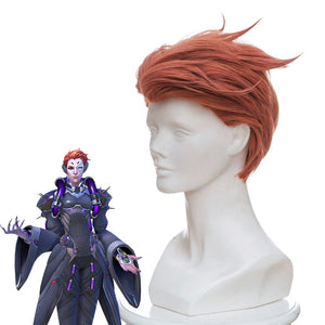 Game Overwatch(OW) Moira Short Fluffy Layered Red Cosplay Wig Cosplay for Girls Adult Women Halloween Carnival Party