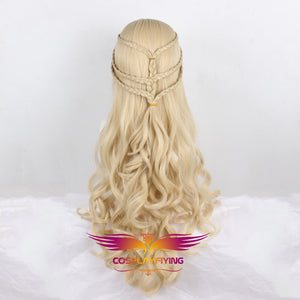 Game of Thrones 8 Dragon Mother Daenerys Targaryen Wave Curly Fluffy Cosplay Wig Cosplay Prop for Girls Adult Women Halloween Carnival Party