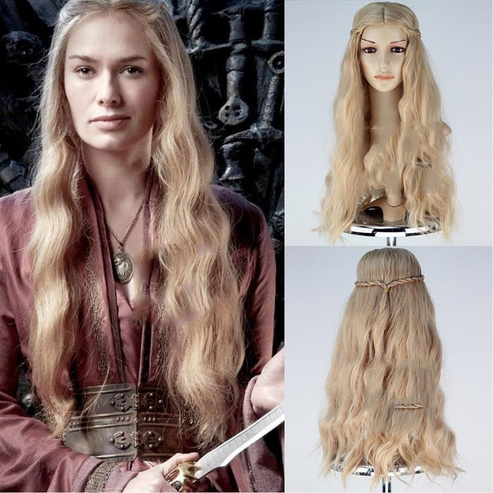 Game of Thrones Cersei Lannister Golden Fluffy Wavy Cosplay Wig Cosplay Prop for Girls Adult Women Halloween Carnival Party