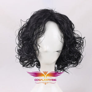 Game of Thrones Night's Watch Jon Snow Black Curly Short Cosplay Wig Cosplay Prop for Boys Adult Men Halloween Carnival Party