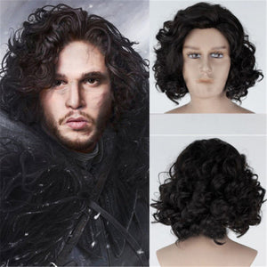 Game of Thrones Night's Watch Jon Snow Short Black Curly Cosplay Wig Cosplay Prop for Boys Adult Men Halloween Carnival Party