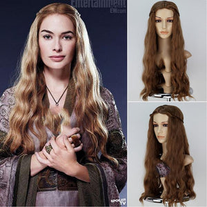 Game of Thrones Queen Cersei Lannister Brown Long Wavy Cosplay Wig Cosplay Prop for Girls Adult Women Halloween Carnival Party