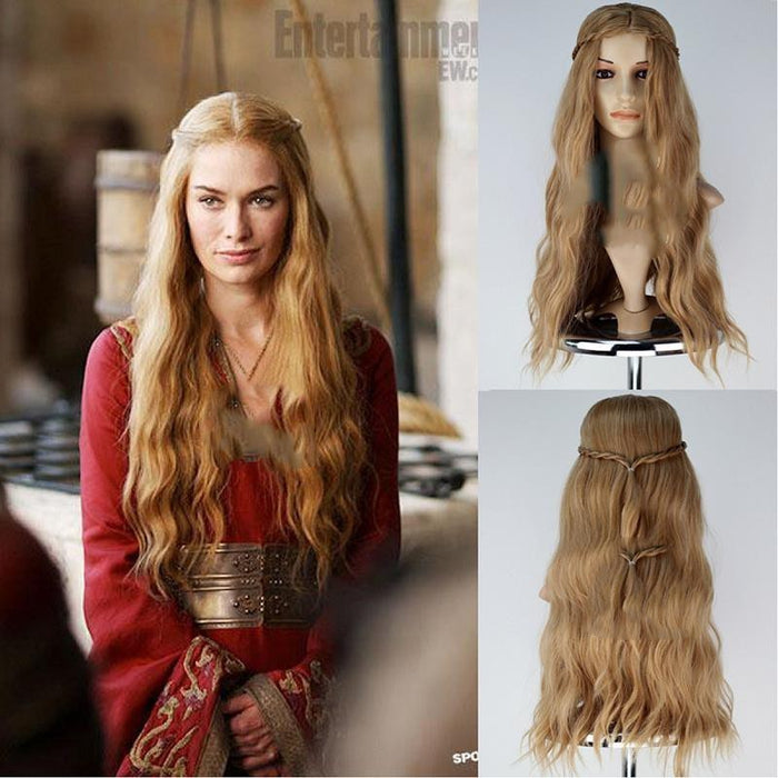 Game of Thrones Queen Cersei Lannister Light Brown Long Wavy Cosplay Wig Cosplay Prop for Girls Adult Women Halloween Carnival Party