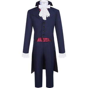 Hamilton Musical Aaron Burr Cosplay Costume Dark Blue Uniform for Concert Carnival Halloween