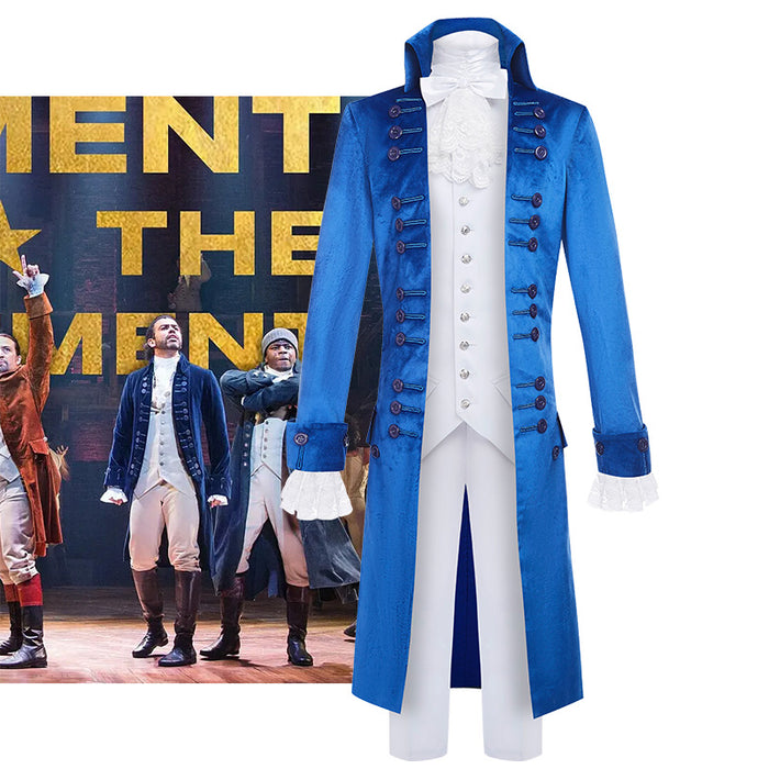 Hamilton Musical Alexandar Hamilton Cosplay Costume Blue Uniform for Concert Carnival Halloween