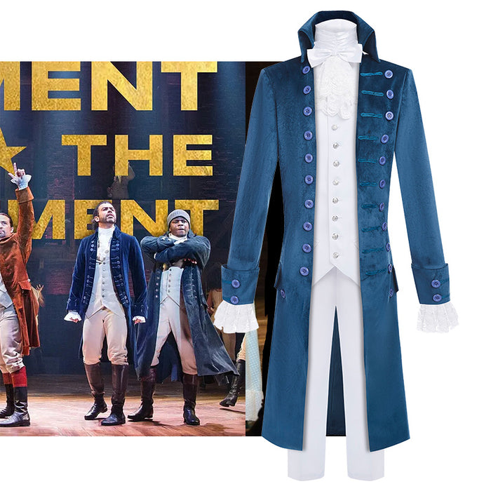 Hamilton Musical Alexandar Hamilton Cosplay Costume Dark Blue Uniform for Concert Carnival Halloween
