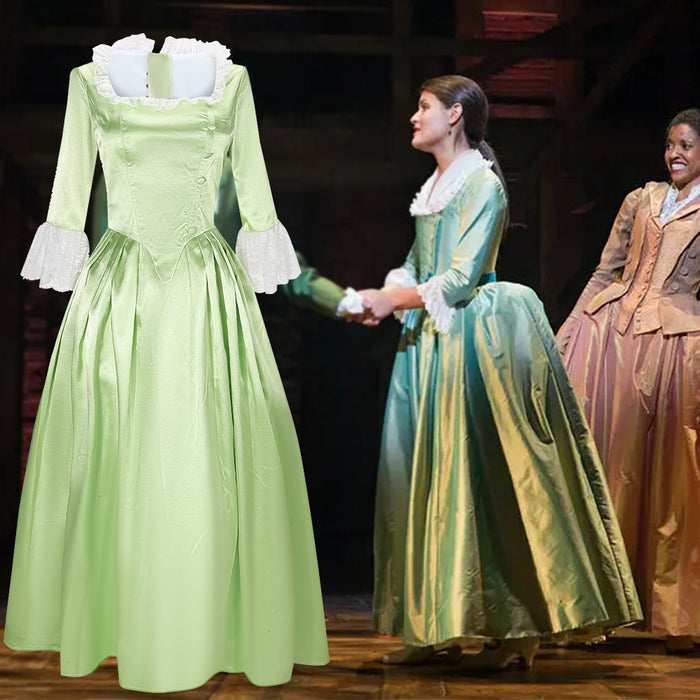 Hamilton Musical Elizabeth Schuyler Light Green Eliza Dress Concert Cosplay Costume Carnival Halloween