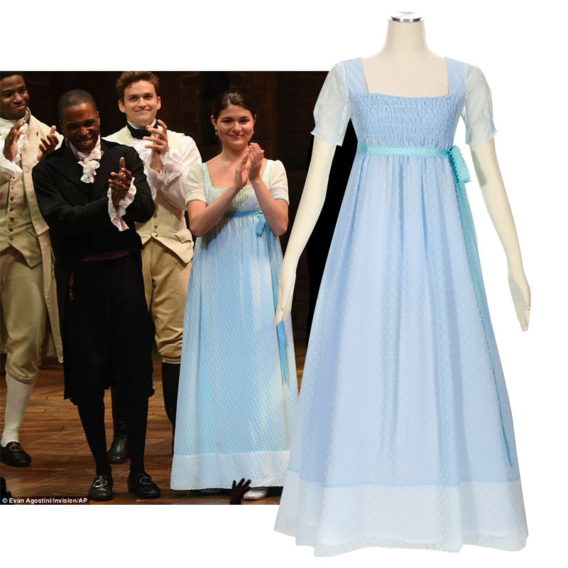 Cosplayflying - Buy Hamilton Musical Elizabeth Schuyler Eliza the Burn Sky Blue Dress Concert Cosplay Costume Carnival Halloween Cosplayflying - Buy Hamilton Musical Elizabeth Schuyler Eliza the Burn Sky Blue Dress Concert Cosplay Costume Carnival Halloween