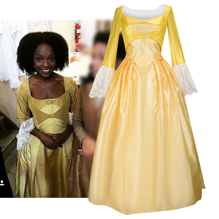 Hamilton Musical Peggy Light Yellow Stage Dress Concert Cosplay Costume Carnival Halloween