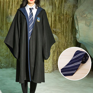 Harry Potter Hogwarts Gryffindor Slytherin Ravenclaw Hufflepuff Wizard Witch Robe Cloak+Tie Cosplay Costume Female Halloween Carnival Thick Version B