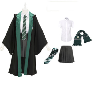 Harry Potter Hogwarts Gryffindor Slytherin Ravenclaw Hufflepuff Wizard Witch Robe Uniform Full Set Cosplay Costume Female Halloween Carnival Version A