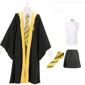 Harry Potter Hogwarts Gryffindor Slytherin Ravenclaw Hufflepuff Wizard Witch Robe Uniform without Scarf Cosplay Costume Female Halloween Carnival Version A