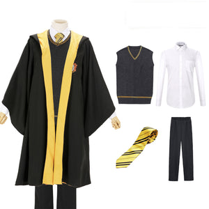 Harry Potter Hogwarts Gryffindor Slytherin Ravenclaw Hufflepuff Wizard Witch Robe Uniform without Scarf Cosplay Costume Male Halloween Carnival Version A