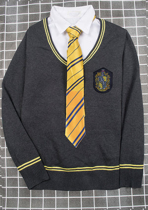 Harry Potter Hogwarts Gryffindor Slytherin Ravenclaw Hufflepuff Wizard Witch Sweater+Tie Halloween Carnival