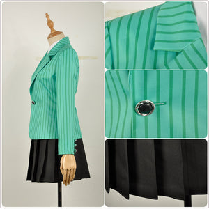 Heathers The Musical Rock Musical Heather Duke Stage Dress Concert Cosplay Costume Green Striated Jacket Women Fancy