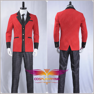 Kakegurui: Compulsive Gambler Manyuuda Kaede Suzui Ryota Cosplay Costume Custom Men Uniform Red Jacket Printed Pants Shirt Tie