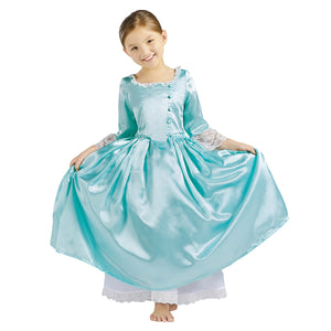 Kids Version Hamilton Musical Elizabeth Schuyler Light Blue Stage Dress Cosplay Costume Carnival Halloween